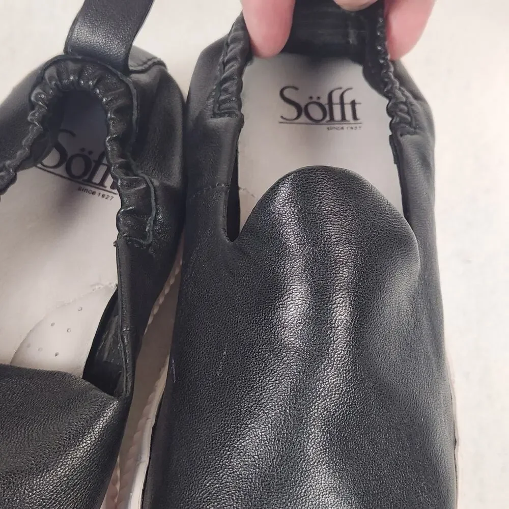Sofft Fana Black Full Grain Leather Slip-on Platform Sneakers Womens Sz 7.5